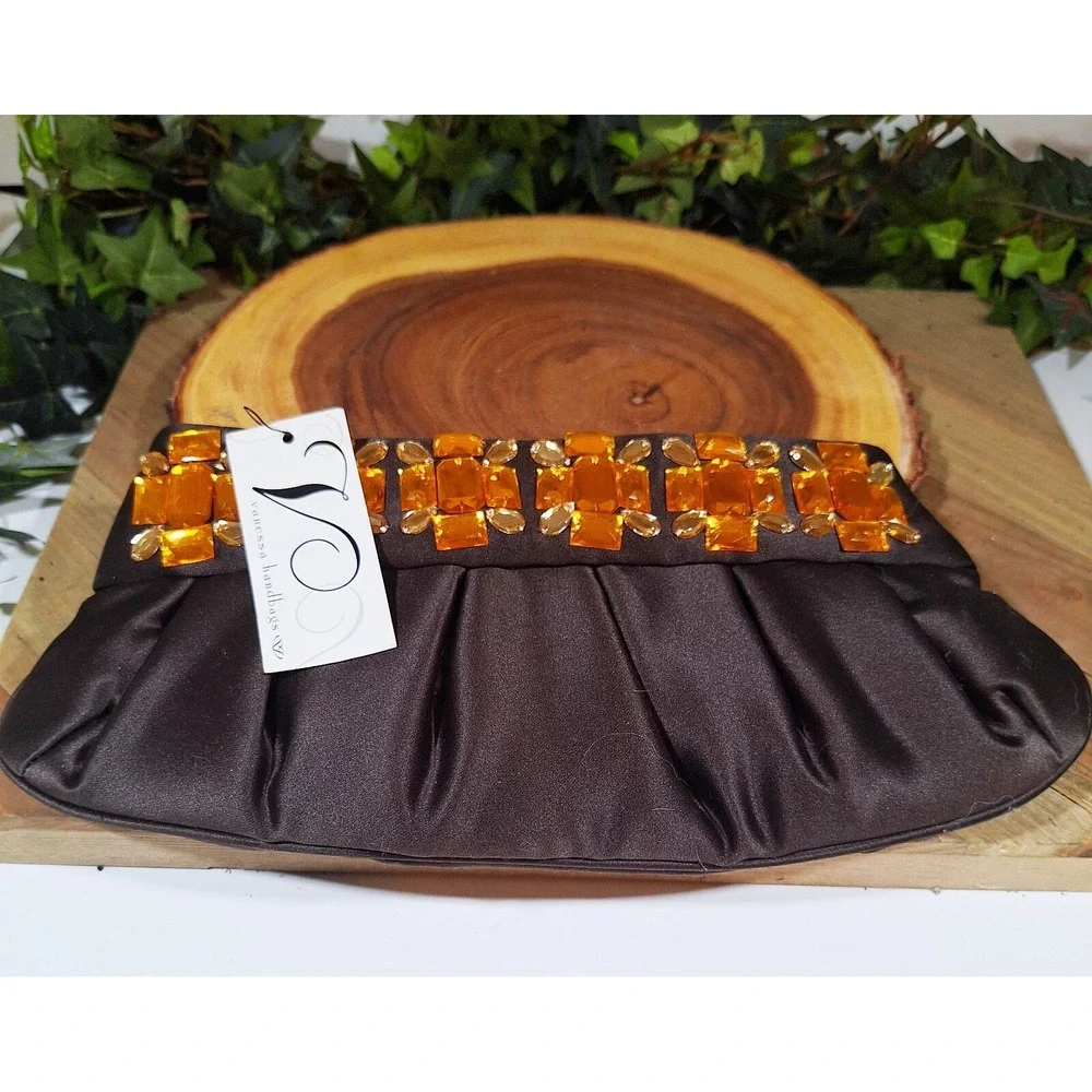 Vanessa Handbags Amber Jeweled Clutch Purse